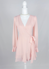 Alice Blush Button Sleeve Ruffle Wrap Dress