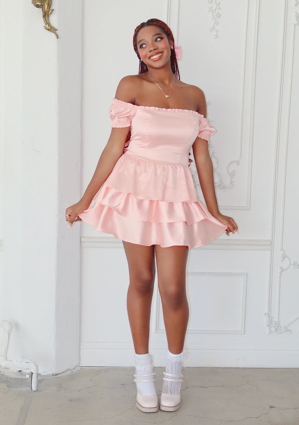 Girly Pink Mini Dress With Bow Back