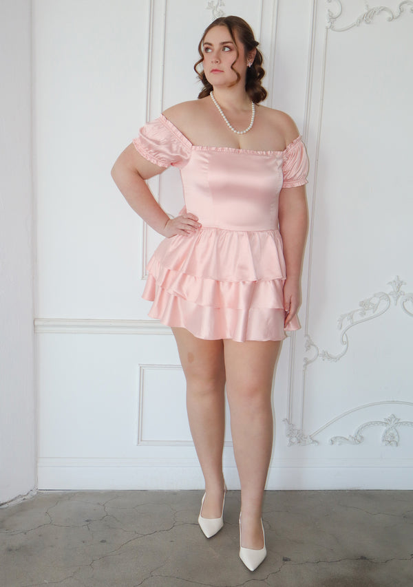 Plus Size Pink Mini Dress With Bow Back