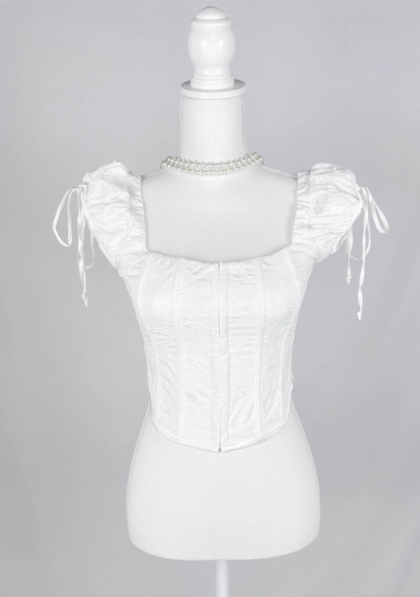 Angelic White Jacquard Corset Top