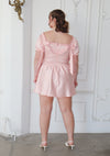Love Annette Plus Size Girly Blush Pink Bow Mini Dress With Ribbons