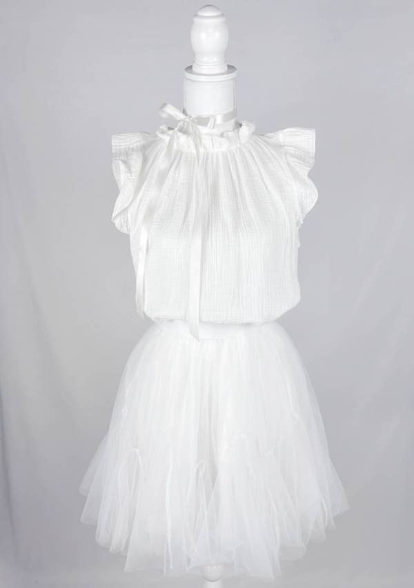 Calla Lily Ivory Ruffle Curve Tunic