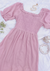 Mauve Ruffle Puff Sleeve Maxi Dress