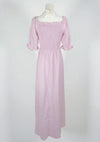 Charlotte Mauve Puff Sleeve Ruffle Trim Maxi Dress