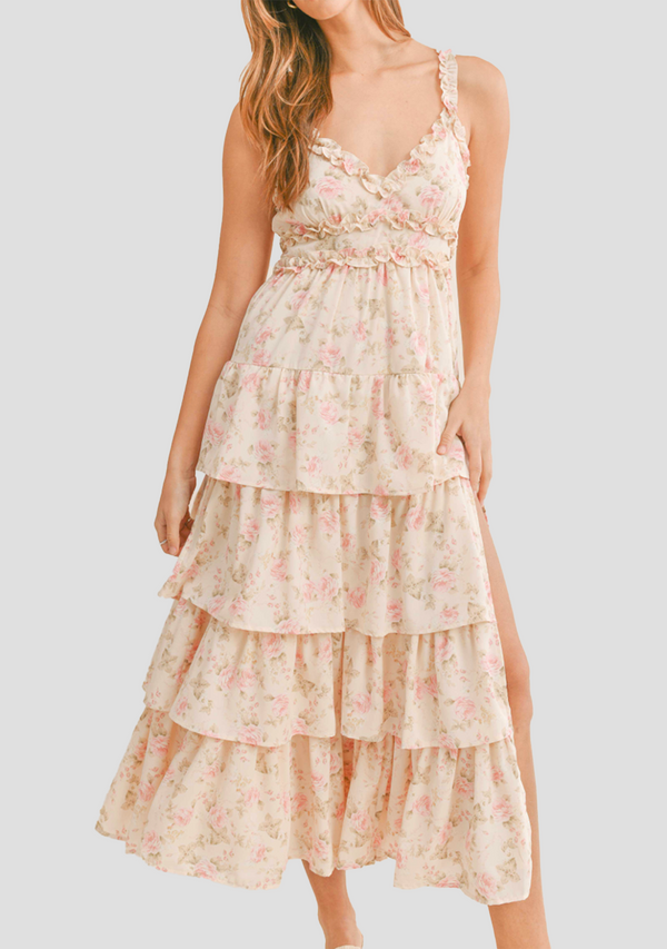 Victoria Floral Print Ruffle Tiered Maxi Dress