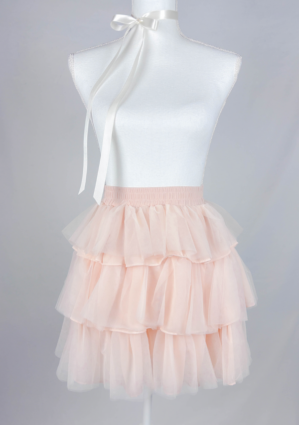 Honeysuckle Dusty Blush Tiered Tulle Skirt with Pockets