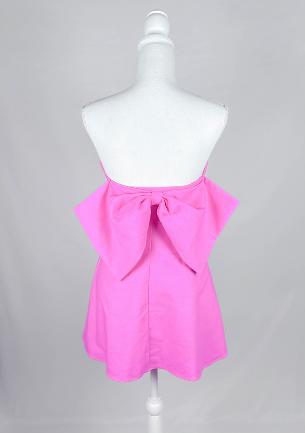 Marilyn Fuchsia Bow Back Strapless Mini Dress