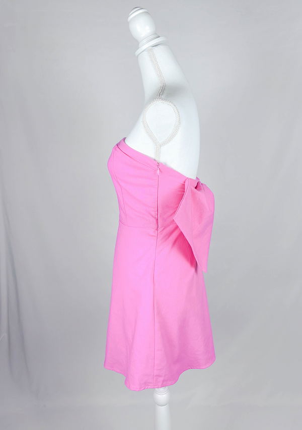 Marilyn Fuchsia Bow Back Strapless Mini Dress