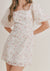 Romantic Floral Cream Puff Sleeve Mini Dress