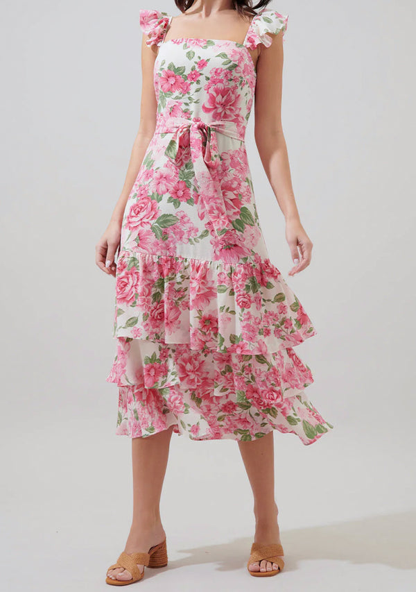 Rose Garden Ruffle Midi Dress