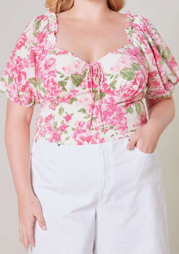 Rose Garden Puff Sleeve Crop Top