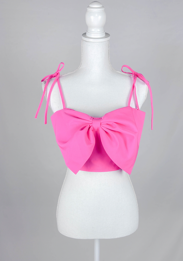 Primadonna Hot Pink Bow Crop Top