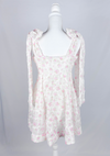 Romantic Floral White Tie Mini Dress