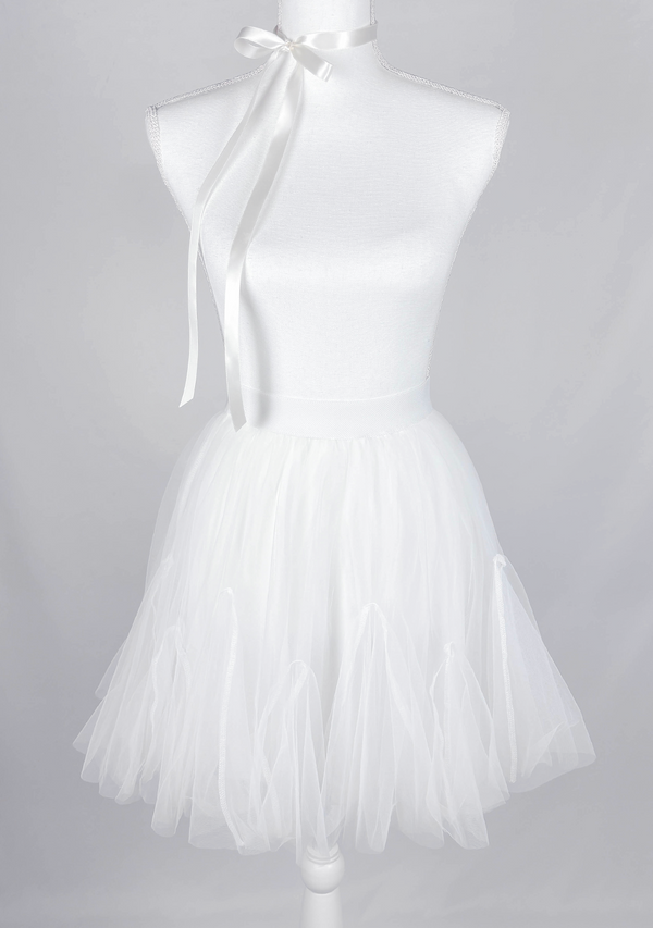 Swan Dance White Godet Tulle Skirt