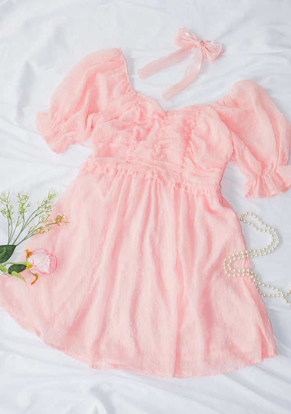 Pink Puff Sleeve Coquette Mini Dress
