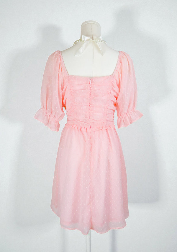 Sweet Pea Pink Swiss Dot Mini Dress