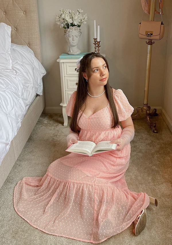 Enchanted Pink Swiss Dot Maxi Dress