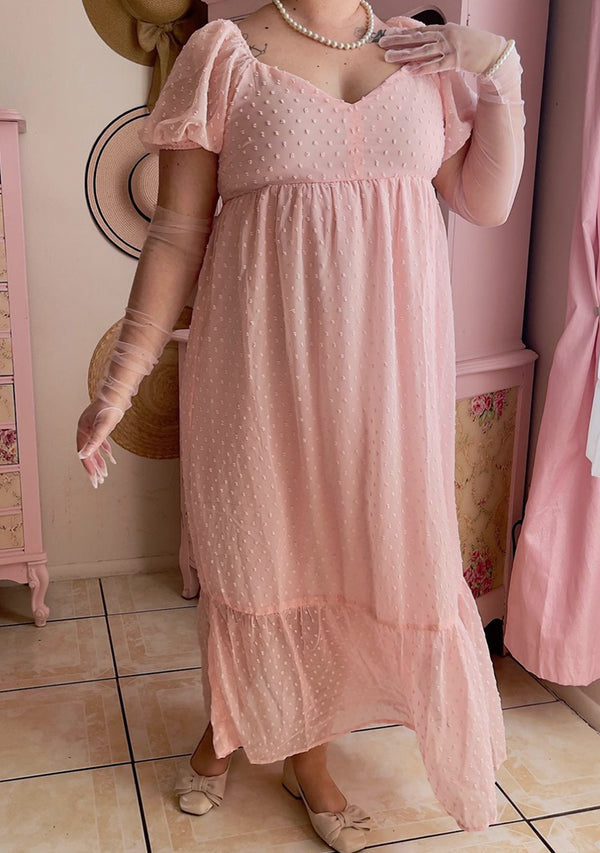 Enchanted Pink Swiss Dot Maxi Dress