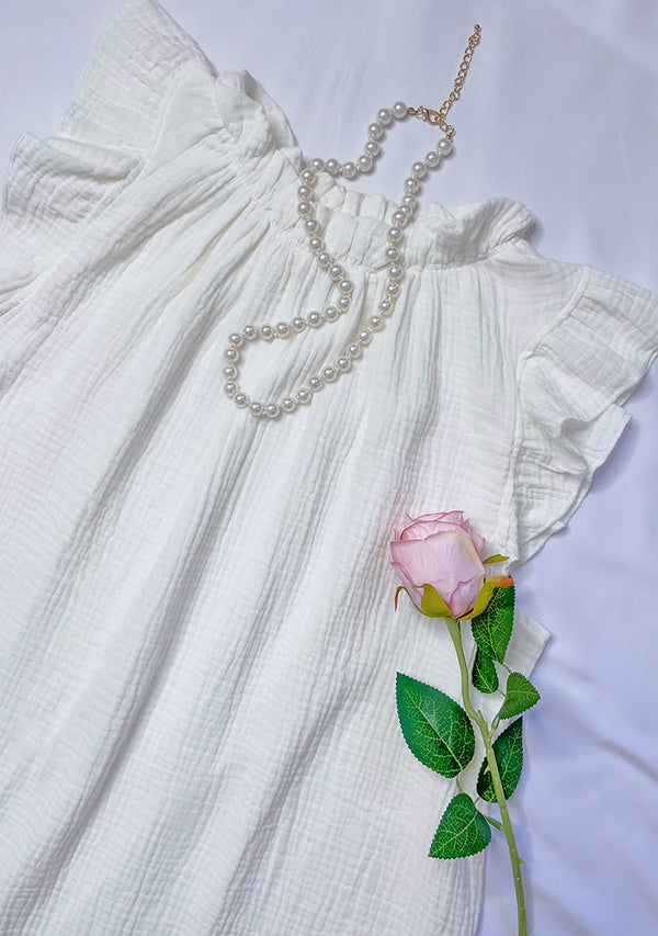 Calla Lily Ivory Ruffle Curve Tunic