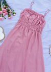 Mauve Bow Ruffle Maxi Dress