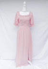 Mauve Ruffle Puff Sleeve Maxi Dress