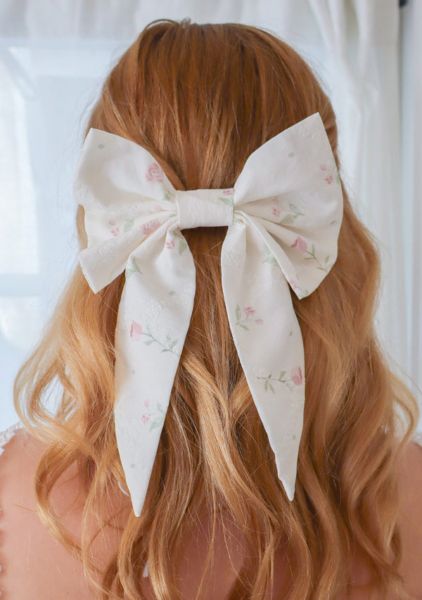 Floral girly hair clip bow