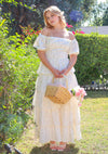 Floral maxi dress with lace and ruffles - puff sleeves